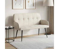 Dvivietė sofa su metalinėmis kojelėmis 2 vietos Kreminė Aksomas