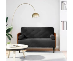 Dvivietė sofa su pagalvėlėmis, juoda, 110 cm, aksomas