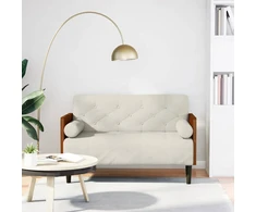 Dvivietė sofa su pagalvėlėmis, kreminės spalvos, 110 cm, aksomas