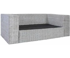 Dvivietė sofa su pagalvėlėmis, pilkos spalvos, natūr. ratanas