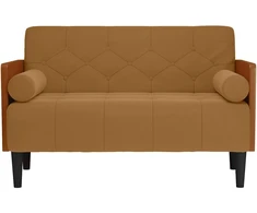 Dvivietė sofa su pagalvėlėmis, ruda, 110 cm, aksomas