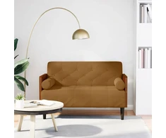 Dvivietė sofa su pagalvėlėmis, ruda, 110 cm, aksomas