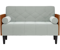 Dvivietė sofa su pagalvėlėmis, šviesiai pilka, 110 cm, aksomas