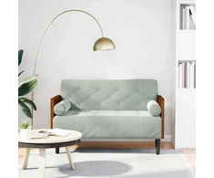 Dvivietė sofa su pagalvėlėmis, šviesiai pilka, 110 cm, aksomas