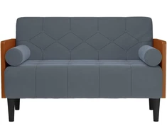 Dvivietė sofa su pagalvėlėmis, tamsiai pilka, 110 cm, aksomas