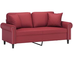 Dvivietė sofa su pagalvėlėmis, vyno, 140cm, dirbtinė oda