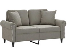 Dvivietė sofa su pagalvėmis, šviesiai pilka, 120cm, aksomas