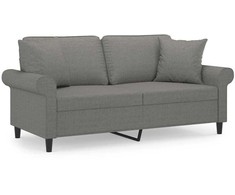 Dvivietė sofa su pagalvėmis, tamsiai pilka, 140cm, audinys