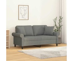 Dvivietė sofa su pagalvėmis, tamsiai pilka, 140cm, audinys