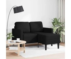 Dvivietė sofa su šezlongu, L formos, juoda, 125 cm, dirbtinė oda
