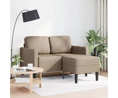 Dvivietė sofa su šezlongu, L formos, kapučino spalvos, 125 cm, dirbtinė oda