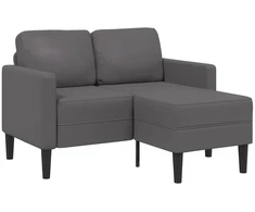 Dvivietė sofa su šezlongu, L formos, pilka, 125 cm, dirbtinė oda