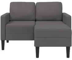 Dvivietė sofa su šezlongu, L formos, pilka, 125 cm, dirbtinė oda