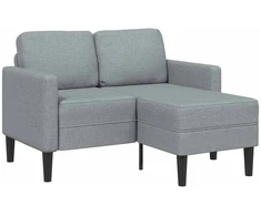 Dvivietė sofa su šezlongu, L formos, šviesiai pilka, 125 cm, audinys