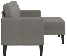 Dvivietė sofa su šezlongu, L formos, šviesiai pilka, 125 cm, linas