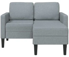 Dvivietė sofa su šezlongu, L formos, šviesiai pilka, 125 cm, audinys
