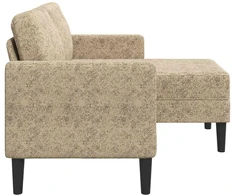 Dvivietė sofa su šezlongu, L formos, šviesiai pilka, 125 cm, dirbtinė oda