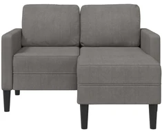 Dvivietė sofa su šezlongu, L formos, šviesiai pilka, 125 cm, linas