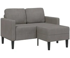 Dvivietė sofa su šezlongu, L formos, šviesiai pilka, 125 cm, linas