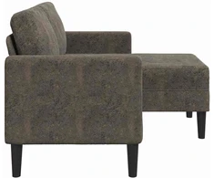 Dvivietė sofa su šezlongu, L formos, tamsiai pilka, 125 cm, dirbtinė oda