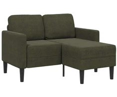 Dvivietė sofa su šezlongu, L formos, tamsiai žalia, 125 cm, dirbtinė oda