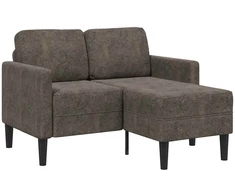 Dvivietė sofa su šezlongu, L formos, tamsiai pilka, 125 cm, dirbtinė oda