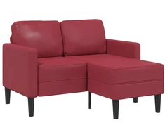 Dvivietė sofa su šezlongu, L formos, vyno raudonos spalvos, 125 cm, dirbtinė oda