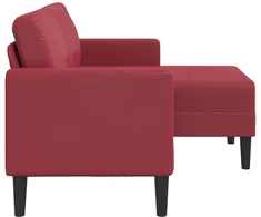 Dvivietė sofa su šezlongu, L formos, vyno raudonos spalvos, 125 cm, dirbtinė oda