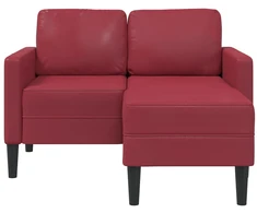Dvivietė sofa su šezlongu, L formos, vyno raudonos spalvos, 125 cm, dirbtinė oda