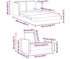 Sofa lova Šviesiai žalia 204 x 122 x 60 cm Aksomas