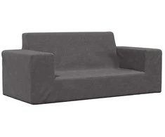 Dvivietė vaikiška sofa, antracito spalvos, minkštas pliušas