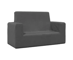 Dvivietė vaikiška sofa, antracito spalvos, minkštas pliušas