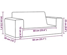 Dvivietė vaikiška sofa, antracito spalvos, minkštas pliušas