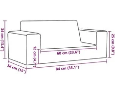 Dvivietė vaikiška sofa, mėlynos spalvos, minkštas pliušas