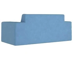 Dvivietė vaikiška sofa, mėlynos spalvos, minkštas pliušas