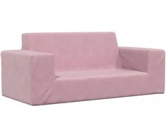Dvivietė vaikiška sofa, rožinės spalvos, minkštas pliušas