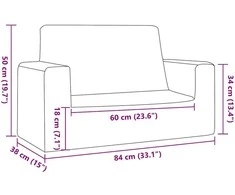 Dvivietė vaikiška sofa, šviesiai pilka, minkštas pliušas