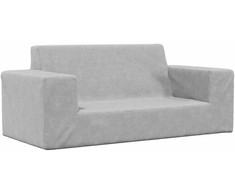 Dvivietė vaikiška sofa, šviesiai pilka, minkštas pliušas