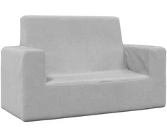 Dvivietė vaikiška sofa, šviesiai pilka, minkštas pliušas
