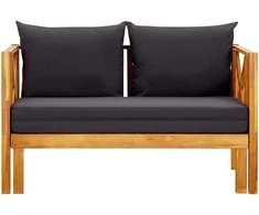 Dvivietis sodo suoliukas su čiužinuku, 122cm, akacijos masyvas