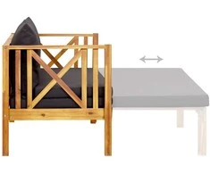 Dvivietis sodo suoliukas su čiužinuku, 122cm, akacijos masyvas