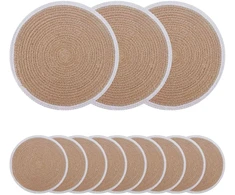 Džiuto paveikslai 12 pcs Natūrali ir Balta Ø 30 cm