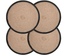 Džiuto paveikslai 4 pcs Natūrali ir juoda Ø 30 cm
