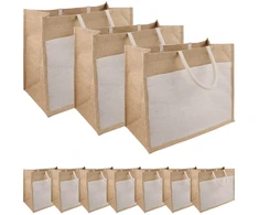 Džiuto rankinės su kišene 10 pcs 42 x 33 x 19 cm
