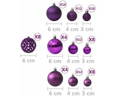 Eglutės žaisliukų rinkinys, 100vnt., violetinės spalvos
