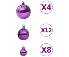Eglutės žaisliukų rinkinys, 100vnt., violetinės spalvos