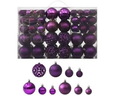Eglutės žaisliukų rinkinys, 100vnt., violetinės spalvos