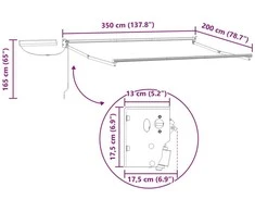 Elektrinė ištraukiama pavėsinė Mėlyna ir balta 3,5 x 2 m
