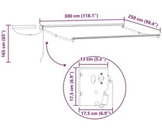 Elektrinė ištraukiama pavėsinė Mėlyna ir balta 3 x 2,5 m