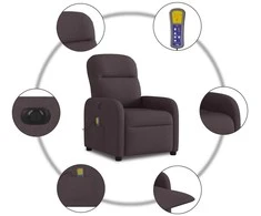 Fotelis Elektrinis atlošiamas masažinis krėslas, tamsiai rudas, audinys